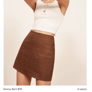 Reformation Donna Brown Linen Skirt